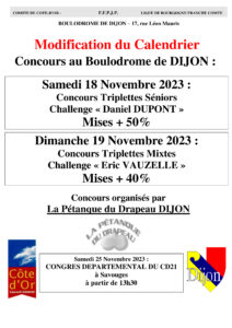 Programme hivernal 2023/24 du Drapeau Dijon