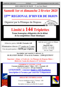 Régional d’Hiver de Dijon les 1er et 2 février 2025
